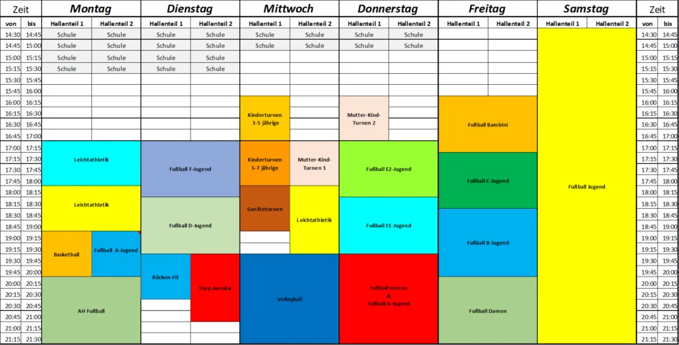 Belegung Beurer Halle Saison 2025/26
